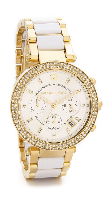 michael kors white gold|michael kors small gold watch.